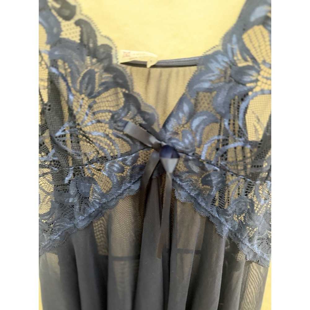 AvidLove Sexy Sheer Navy Blue Lace‎ Babydoll Gown Lingerie XL Fairy Whimsigoth - Picture 2 of 9